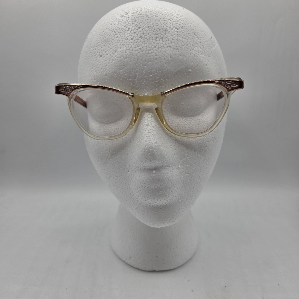 Vintage Shuron Cat Eyes 4 1/4-5 1/2 Aluminum Glasses 50s 60s